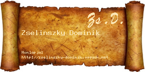 Zselinszky Dominik névjegykártya